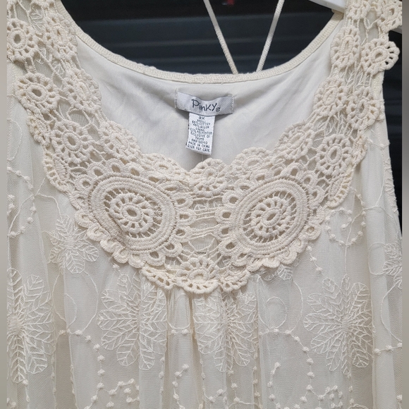 Cream Embroidery Tulle Dress - Picture 3 of 5